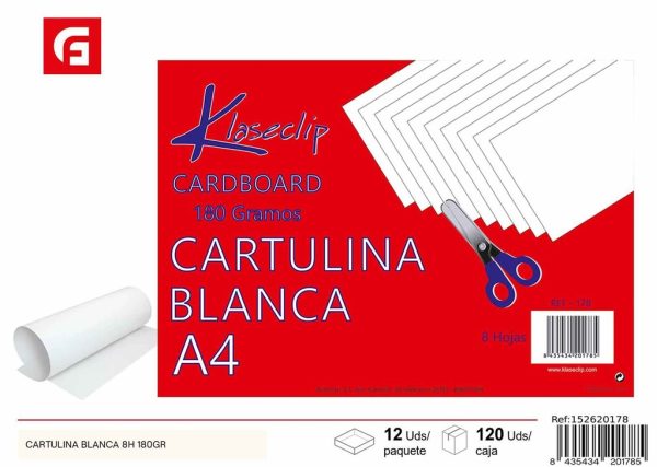 Cartulina blanca 8H 180g - Artículos de manualidades