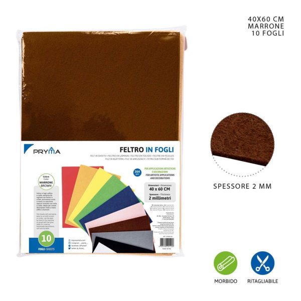 Hoja de fieltro marrón 40x60CM 2MM 264G - Material de manualidades