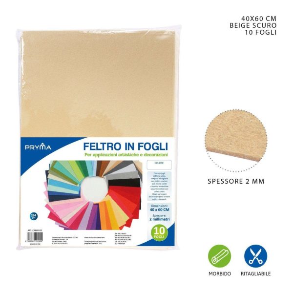 Hoja de fieltro marrón oscuro 40x60CM 2MM 264G - Material de manualidades