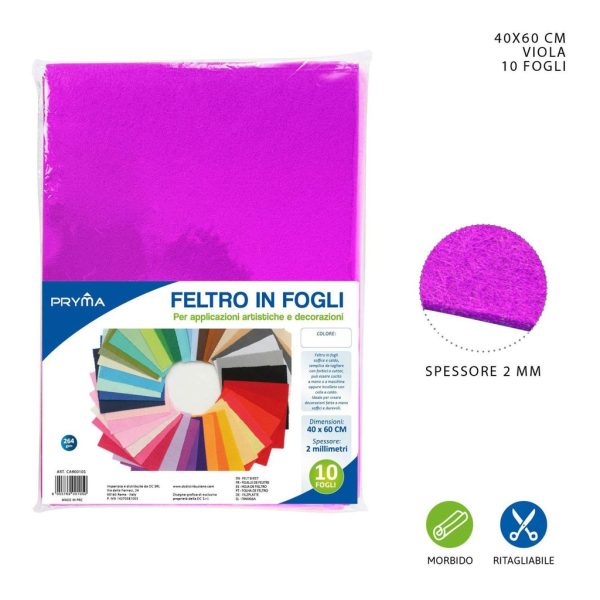 Hoja de fieltro violeta 40x60CM 2MM 264G - Material de manualidades
