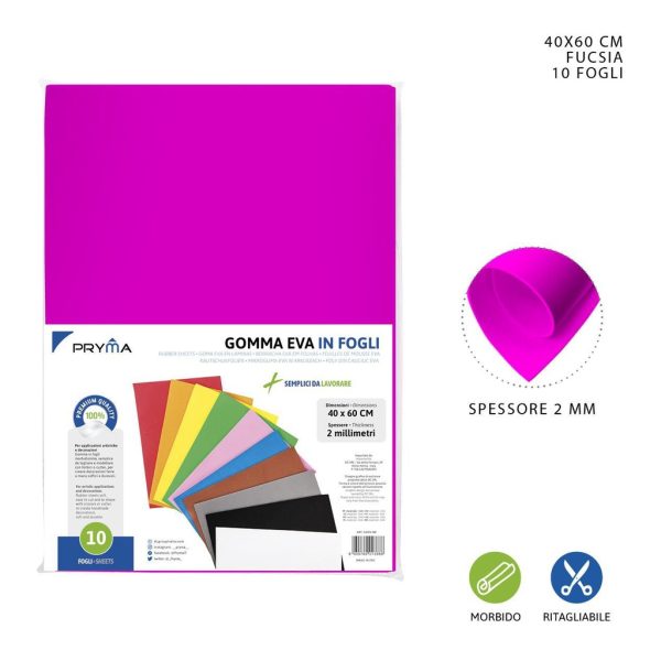 Lámina goma EVA fucsia 40x60cm 2mm - Material de manualidades