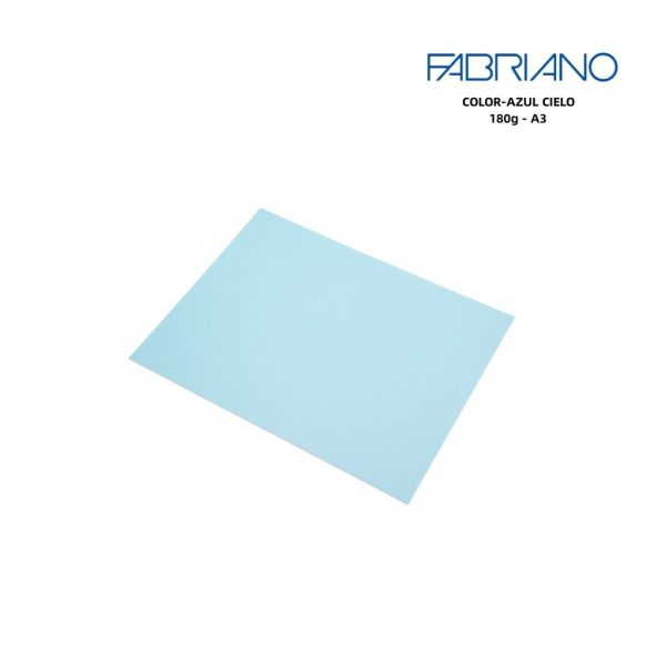 Papel Fabriano A3 185g color azul cielo - Papelería de marca