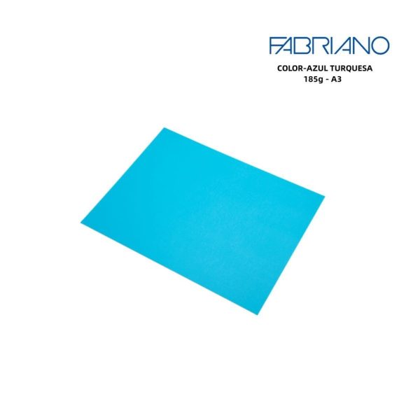 Papel Fabriano A3 185g color azul turquesa - Papelería de marca