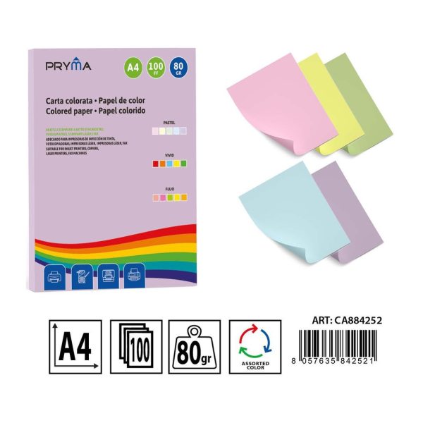 Papel color pastels 5 col. 100 hojas - Materiales de arte y manualidades
