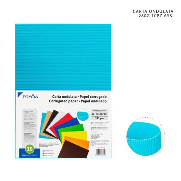 Papel corrugado colorido 280g 10 piezas - Material de manualidades