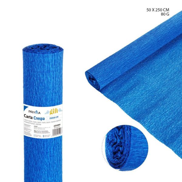 Papel crepé azul celeste 80G 50X250CM - Papel artesanal
