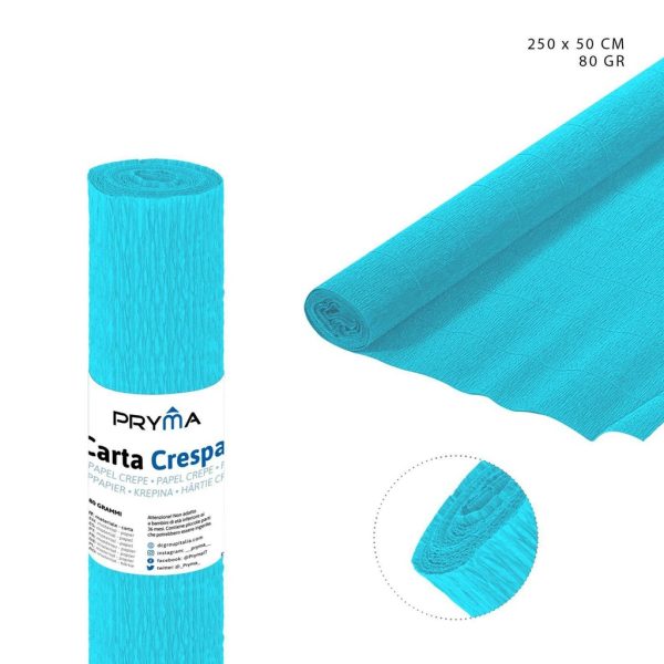 Papel crepé azul celeste 80G 50X250CM - Papel artesanal - Imagen 2