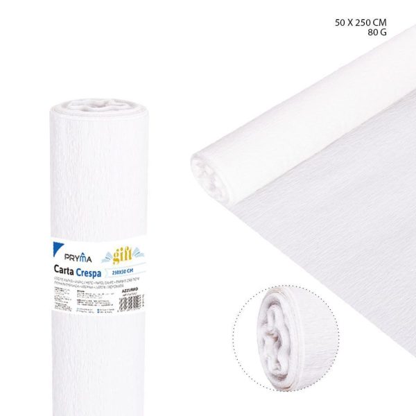 Papel crepé blanco 80g 50x250cm para manualidades y decoraciones