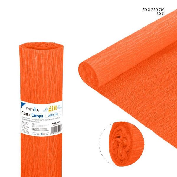 Papel crepé naranja 80G 50X250CM - Papel artesanal