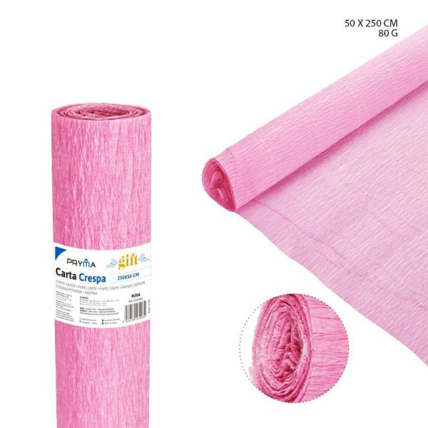 Papel crepé rosa 80G 50X250CM - Papel artesanal
