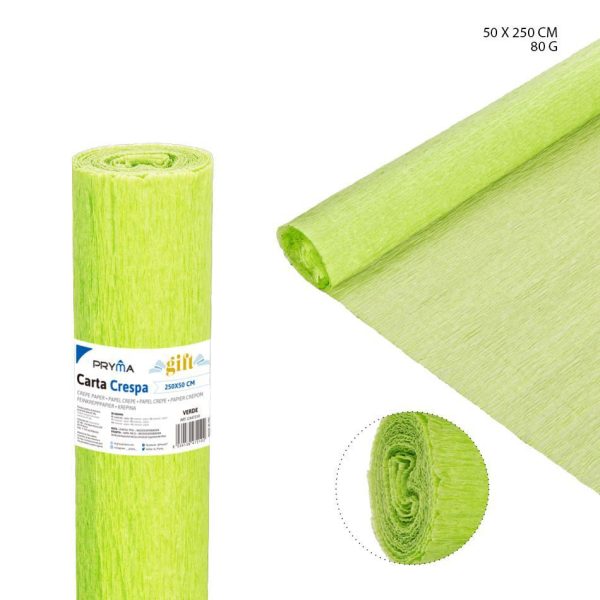 Papel crepé verde 80G 50X250CM - Papel artesanal