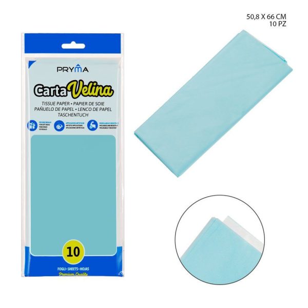 Papel de Seda 50.8x66cm 10ff Azul Celeste - Papel para manualidades