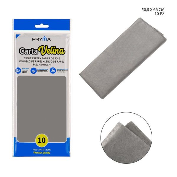 Papel de Seda 50.8x66cm 10ff Gris - Papel para manualidades
