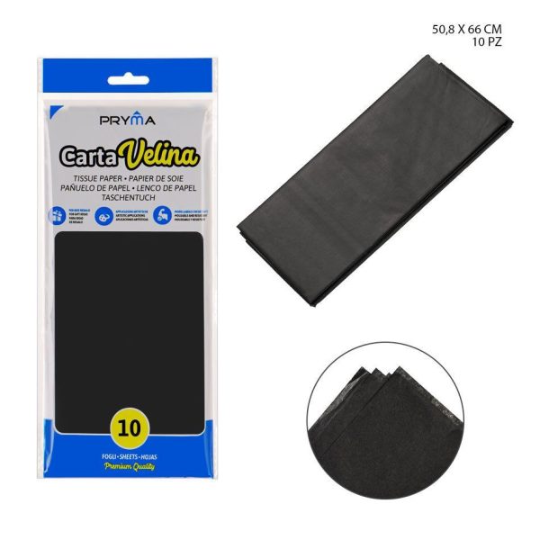 Papel de Seda 50.8x66cm 10ff Negro - Papel para manualidades