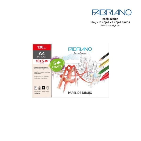 Papel de dibujo 130g 10 hojas + 5 adicionales A4 - Materiales de arte