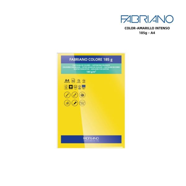 Papeles FABRIANO A4 185g color amarillo intenso - Papelería y manualidades