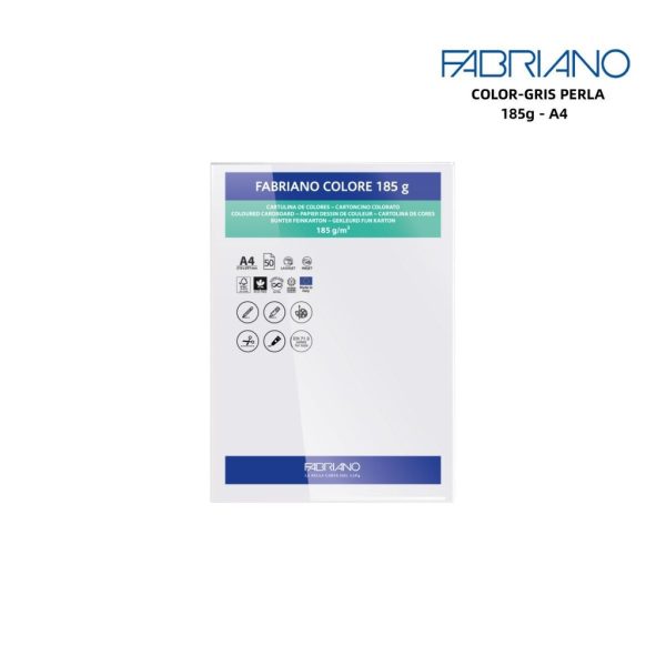 Papeles FABRIANO A4 185g color gris perla - Papelería y manualidades