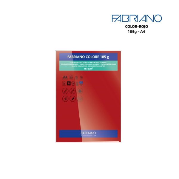 Papeles FABRIANO A4 185g color rojo - Papelería y manualidades
