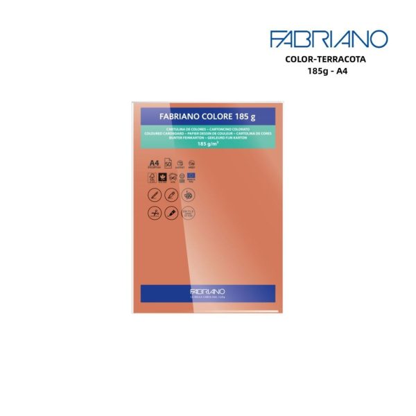 Papeles FABRIANO A4 185g color terracota - Papelería y manualidades