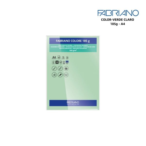 Papeles FABRIANO A4 185g color verde claro - Papelería y manualidades