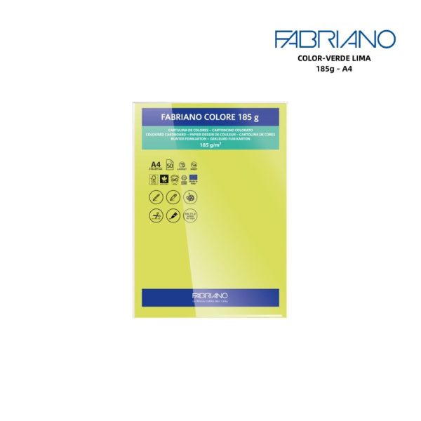 Papeles FABRIANO A4 185g color verde lima - Papelería y manualidades