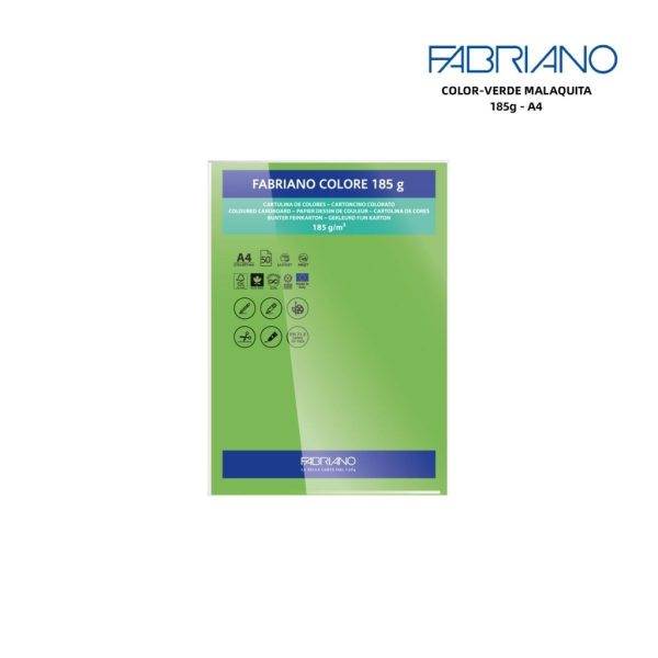 Papeles FABRIANO A4 185g color verde malaquita - Papelería y manualidades