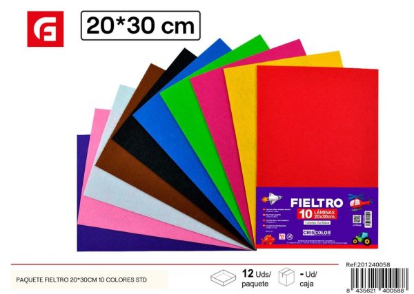 Paquete fieltro 20*30 cm 10 colores - Manualidades