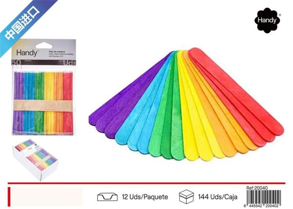 Palo de polo madera color (50 pcs) - Manualidades y varios