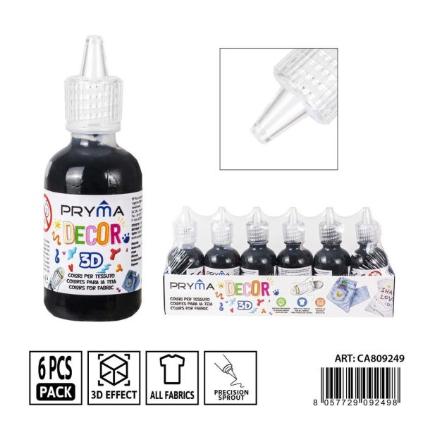 Pintura 3D textil 30ml negro - Pinturas y tintes