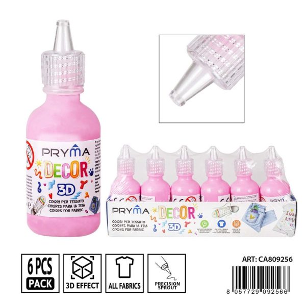 Pintura 3D textil 30ml rosa - Pinturas y tintes