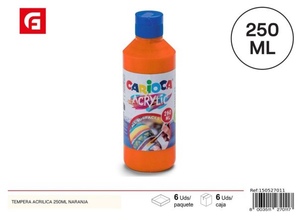 Tempera acrílica 250ml naranja - Pintura brillante para manualidades