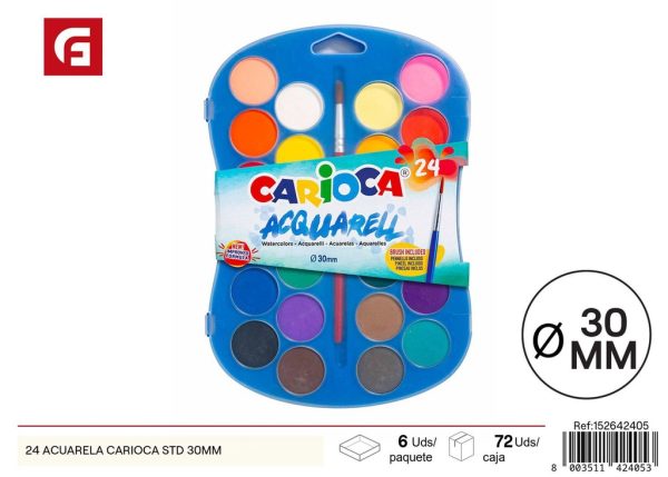 Acuarela carioca estándar 24 piezas 30 mm - Materiales de arte