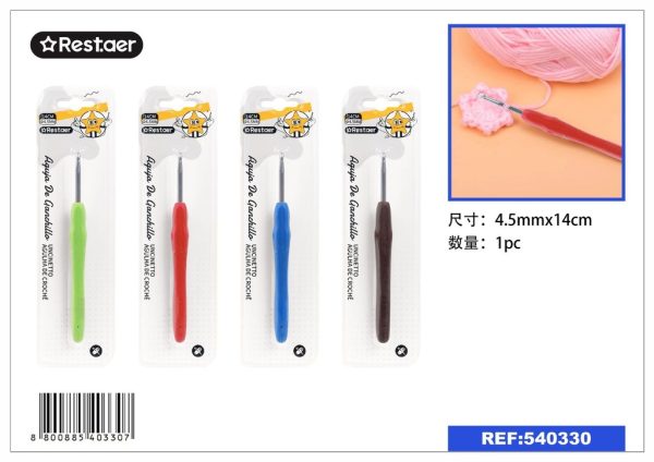 Aguja de ganchillo con mango suave 4.5 mm*14 cm - Herramientas de costura y manualidades