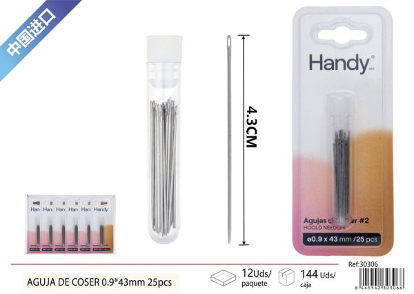 Agujas de coser 2 0.9*43mm 25pcs - Accesorios de costura