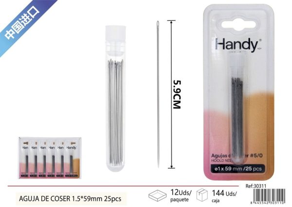 Agujas de coser 5/0 1.5*59mm 25pcs - Accesorios de costura