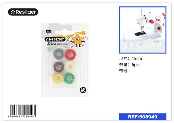 Bobinas de hilo de colores 6pcs*15m para costura