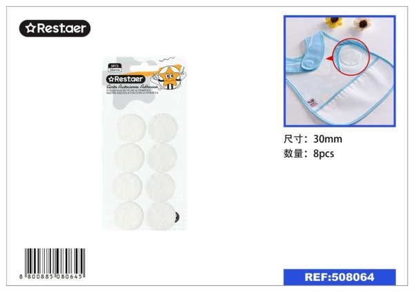 Cinta autoadhesiva redonda blanca 3.0 cm x 8 pcs - Cinta autoadhesiva