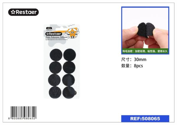 Cinta autoadhesiva redonda negra 3.0 cm x 8 pcs - Cinta autoadhesiva