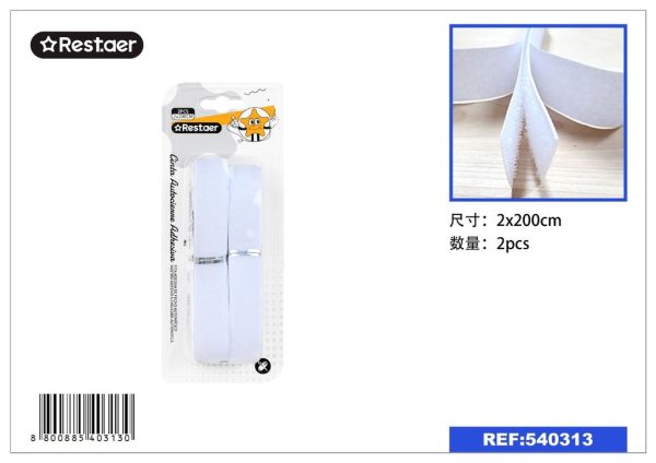 Cinta autocierre 2pcs 2.0cm x 2m blanca para costura y manualidades