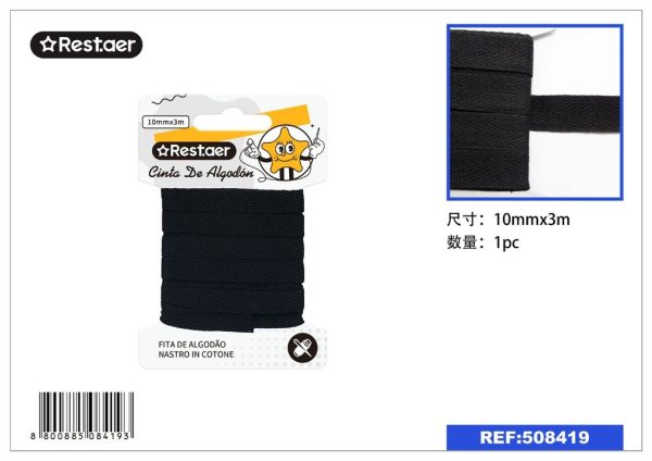 Cinta de algodón negra 15mm*2.5m - Accesorios de costura