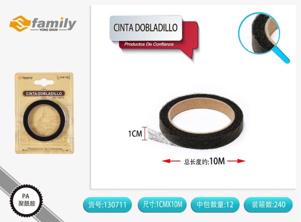 Cinta de dobladillo negra 1.0 cm x 10 m - Cinta de costura y galletas