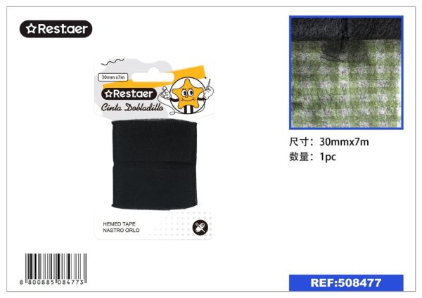 Cinta de dobladillo negro 3cm x 7m - Material de costura