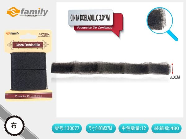 Cinta de doblez de 3.0*7m negra - Artículos de costura