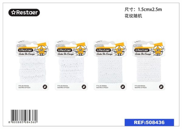 Cinta de encaje 1.5CM*2.5M blanco - Accesorios de costura