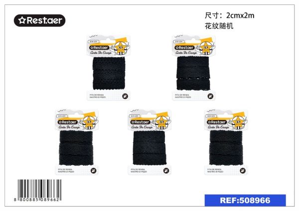Cinta de encaje 2.0CM*2M negro - Accesorios de costura