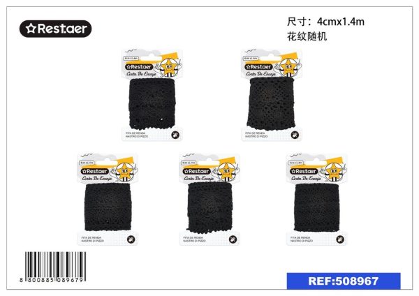 Cinta de encaje 4CM*1.4M negro - Accesorios de costura