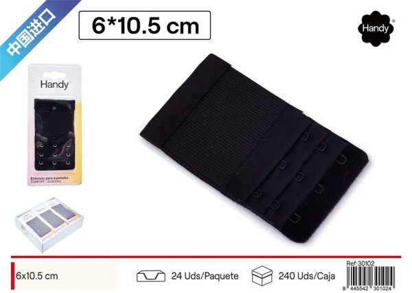 Corchetes de sujetador de 3 filas y 3 ganchos en negro - Accesorios de costura