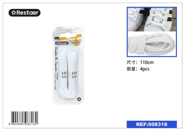 Cordon de zapatos plano blanco 110cm 2 pares - Accesorios de calzado