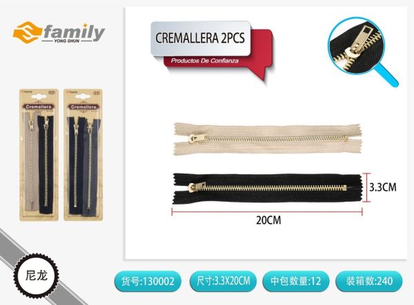 Cremallera 20cm - Juego de 2 Cremalleras de Cobre