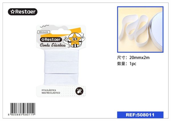 Elástico blanco 20mm x 2m para costura y manualidades